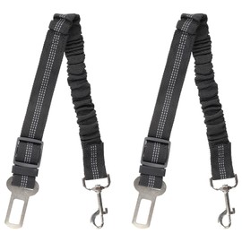 2 PCS Black Adjustable Dog Seat Belt for Cars UK,Heavy-Duty Pet Car Harness Lead with Bungee Buffer, Safety Seatbelt Clip for Dogs and Cats,Compatible with Most Vehicles, Prevents Distractions