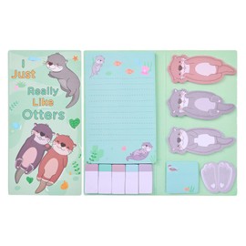 Tretdaity Back to School Sticky Notes Set Multiple Sizes Shaped for Blackboard Textbooks Notebooks Walls Self-Stick Note Pads School Supplies for Students Teacher Gift (Otters)