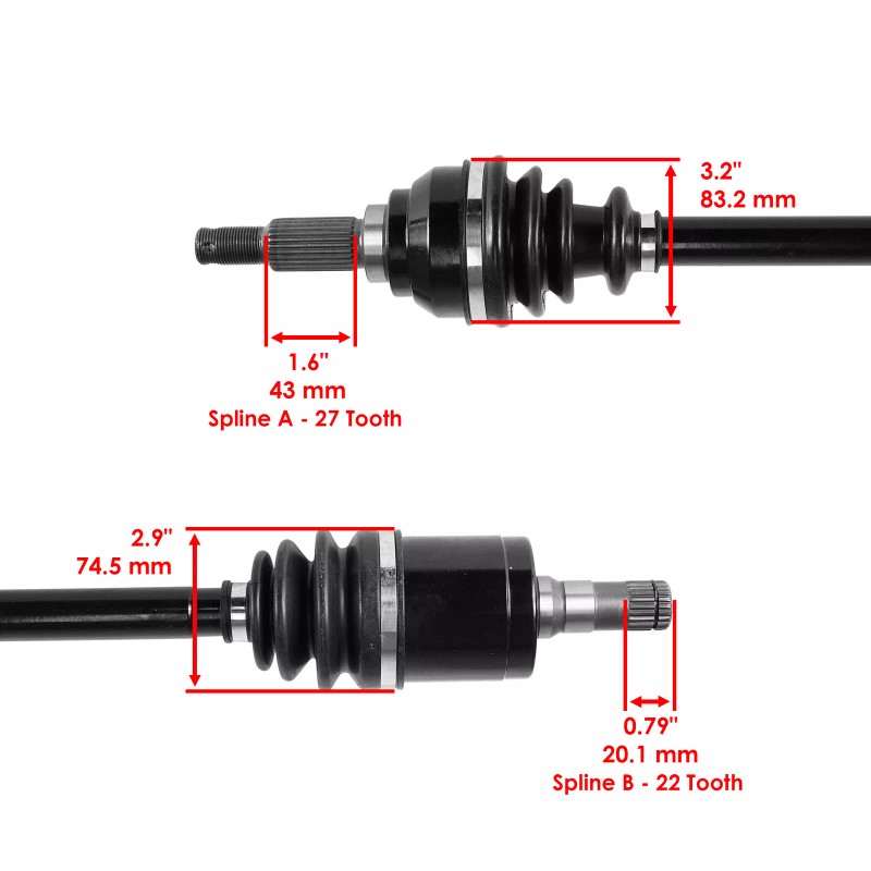 Caltric Front Left And Right Axles for John Deere Gator