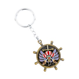 Weeb Keychains One Piece Anime Keychain with Jolly Roger Charm, One Piece Luffy Merch with Gift Box, Straw Hat Keyring & Phone Charm, Cool Key Chain Gifts For Men & Women | Spinning Buggy