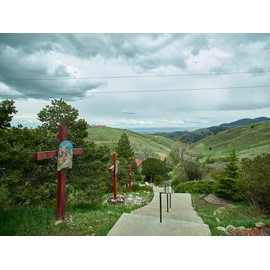 Historic Pictoric Photo - Stations of The Cross on The Stairway of Prayer at The Mother Cabrini Shrine in Golden, Colorado- Fine Art Photo Reporduction 20in x 16in