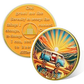 Rolling Toward Recovery 3 Year Sobriety Coin, Affirmation AA Chips, Addiction Recovery Three Years Sober Medallions, Celebrating Anniversary Token, Alcoholics Anonymous Sobriety Gifts for Men Women