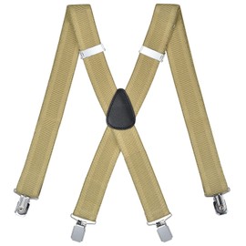 METUUTER Suspenders for Men – Heavy Duty Adjustable Elastic Suspenders with Clips X Back Braces Big and Tall Mens Suspenders, Khaki, X-Large