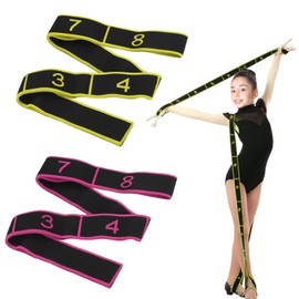 XoeLLe Yoga Stretching Strap, Stretch Band with 8 Loops, Yoga Strap, Shoulder Saver for Beginners and Advanced, Yoga Block Set of 2 for Effective Stretching, Yoga Training, Gymnastics (Pink, Yellow)