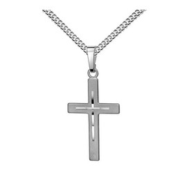 JEVELION Kreuz-Anhänger mit hochwertigem Diamantschliff für Damen, Herren und Kinder als Kettenanhänger Silber-Kreuz 925 Sterling-Silber mit Schmuck-Etui und Halskette