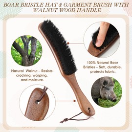 Patelai 2 Pcs Horsehair Felt Hat Brushes Horse Cleaning Kit Felt Hat Brushes with Sponge Cowboy Brush Removes Dust Fuzz and Lint for Shoes, Clothes Furniture Suits, Limpiador De Gorras(Walnut Color)