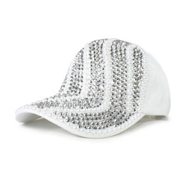 Baseball Cap Sun Hat Rhinestone Sequin Cap Diamond Bling Hat Cute Cool Summer Hats Fashionable Trucker Hats for Women Men Pearl White