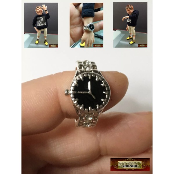 Morezmore M01404-Silver MOREZMORE Mini Puppet Male Status Watch Miniature Prop