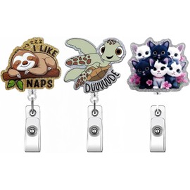 3pcs Llavero retráctil resistente,soporte de credencial con clip retráctil,soporte para insignia de trabajo,Clip de documento para profesor,identificación,Escolar y de Oficina