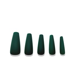 STREETKITTY Long Coffin Press On Fake Nails, Matte Solid Color 24 Pcs Fake Nails Kit, Reshapable False Nails Press On Nails Pack, Stick On Nails for Women (Matte Green Press On)