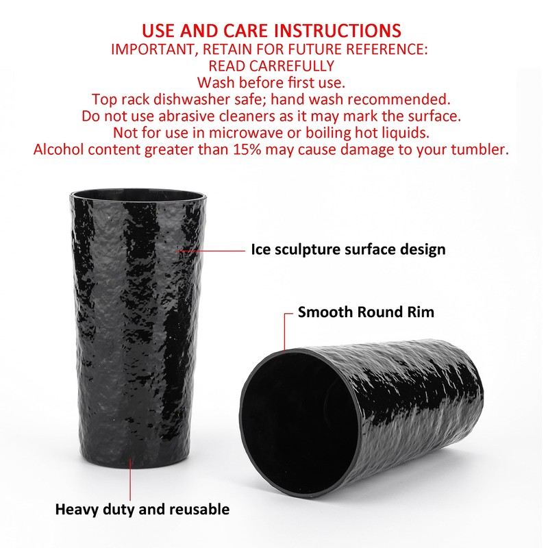 KX-WARE 26-ounce Acrylic Water Glasses Plastic Tumbler Larger Drinking Glasses,