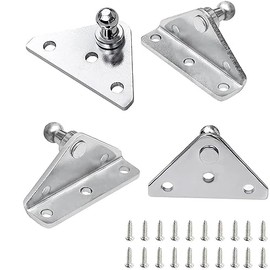 Universal Gas Spring Mounting Bracket 10mm Ball Stud Pillar, for Lifting Cushion Air Spring Pillar Shock Absorption Mounting Kit, Pack of 4, Silver- Flat & L-Type