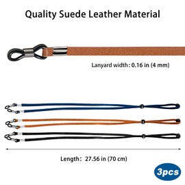 hzfengsheng 3Pcs Glasses Strap Suede Eyeglass Chain Lanyard Universal Adjustable Spectacle Neck Cord Sunglasses String Holder for Women and Men