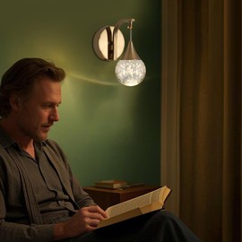 WillWant Modern Crystal Wall Sconce，Globe Wall Lights，Led Bubble Wall Lamp for Bathroom, Bedroom, Living Room, Hallway，3300k，Dimmable，Gold