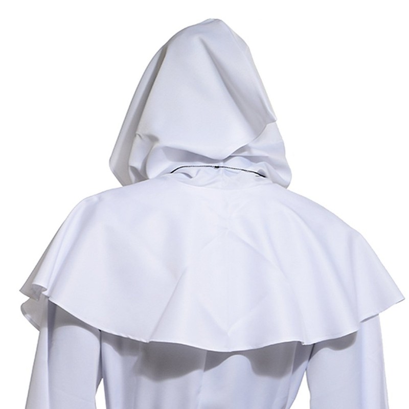 BLESSUME Medieval Hooded Cowl Cross Necklace (White)