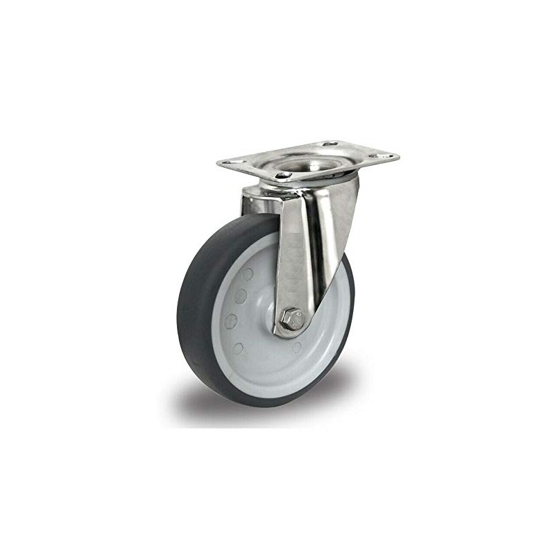Transport Castors Stainless Steel 125 mm Swivel Castor Rubber Wheel