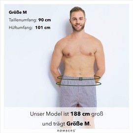 Romberg Men's Woven Boxer Shorts with Checked Pattern in American Style, Pack of 3 Made from Sustainable Organic Cotton (GOTS Certified), Blue/red checked.