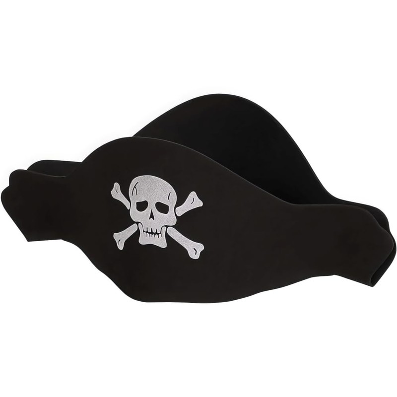 Black Pirate Hat Flat Foam - One Size Fits Most