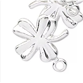 Platinum Charm, 144 Silver Plated Brass 8x8mm Four Leaf Clover Shamrock Charms *