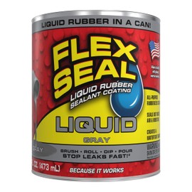 Flex Seal Liquid, Rubber Coating Sealant, Waterproof, Flexible, Breathable, and UV Resistant, Roof Repair, Basements, RV, Campers, Trailers, Marine, EPDM, Masonry, Gray, 16 oz