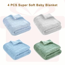 BORITAR 4 PCS Baby Blankets, 3D Animal Fleece Blanket for Boys, Cozy and Fluffy Crib Blankets for Toddler Infant Newborn Blankets, 30 x 40 Inch