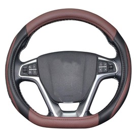 BuilLLin D Cut Funda para volante – Parte inferior plana en forma de D, piel de microfibra antideslizante, transpirable, ajuste de 36.83 - 38.1 cm (14.5 a 15 pulgadas).