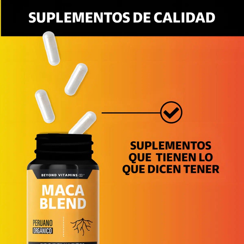 Maca Blend Peruana Orgánica Pimienta Negra Amarilla Roja Azúcar Suplemento