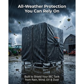 IBC Tote Cover 600D Heavy Duty Waterproof UV Protection - Zipper IBC Tote Lid for 330 Gallon Water Tank, Outdoor Protective Cover for Industrial, Farm, Rainwater, and Water Storage Tanks, 2-Pack,Black