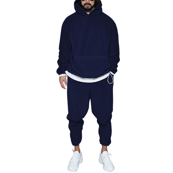 iudam Mens 2 Piece Polar Fleece Tracksuits Hooded Sweatshirts and