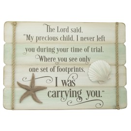Abbey Gift, Tan, (Abbey & CA Gift) Footprints Shell & Starfish Wall Plaque, Small