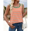 ZESICA Women's Summer Casual Striped Tank Top Sleeveless Scoop Neck