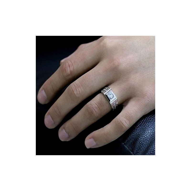 CCTUNG Rings 925 Sterling Silver Rings For Men Shining Crystal