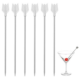 6Pcs 4.53 Inch 304 Stainless Steel Cocktail Picks for Drinks，Ymapinc Reusable Metal Cocktail Garnishes for Drinks, Martini Picks for Drinks, Garnish Pick for Cocktails Swords Drink Pick for Bar Party