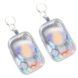 ZTFT Set of 2, Clear Pouch, Pain Bag, Plush Toy, Pouch, Warm, Completely Transparent PVC Case, Dustproof, Storage, Dust Prevention, Pom Pom Ball with Key Holder (Compatible with 3.9 inches (10 cm