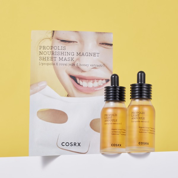 COSRX Full Fit Propolis Light Ampoule 40mL Double Set (Special Gift: Sheet Mask 1P) - COSRX Full Fit Propolis Light Ampoule 40mL Double