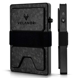 VELANORI Mens Black Carbon Fiber Slim Wallet – RFID Blocking Minimalist Card Holder, Carbon Fiber Pop-Up Wallet with Cash Band, Premium & Durable Design.