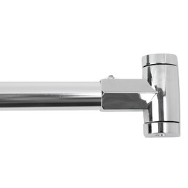 JS Jackson Supplies Single Curved Shower Rod, Metal Construction, Adjustable Between 36 to 61 Inches, Aluminum Rods and Zinc Mounting Hardware, Quality Modern Bathware, Chrome Finish