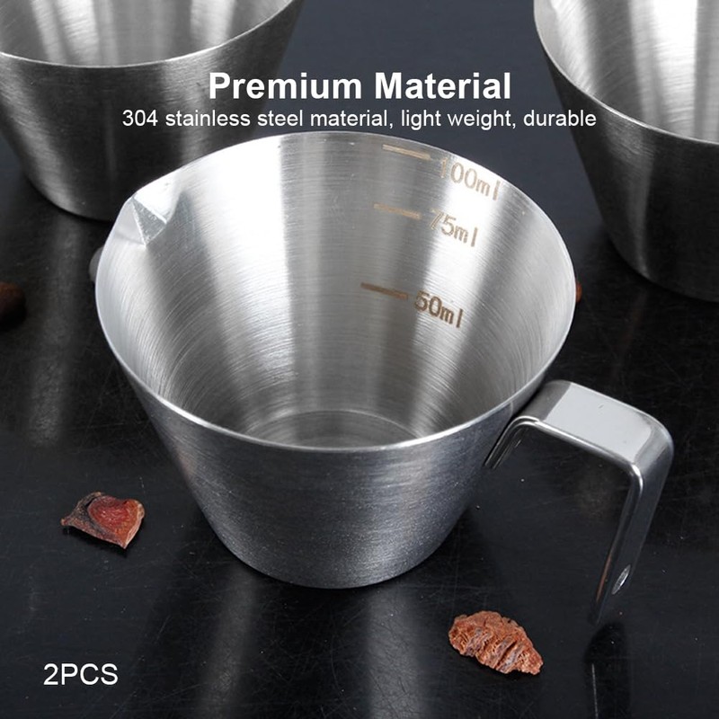Espresso Shot Cups, Measuring Cup Dishwasher Safe 2 Pack Stainless