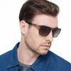CARFIA Square Polarized Sunglasses for Men UV400 Protection Wide Metal