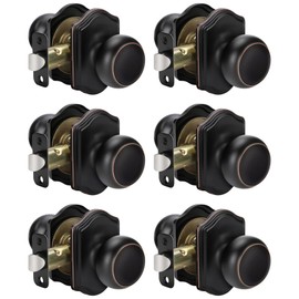 goldenwarm Oil Rubbed Bronze Passage Door Knobs, Classic Decorative Closet Door Knobs Interior, Bronze Passage Door Knob Set for Hallway, Closet - 6 Pack