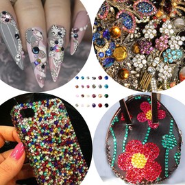 Pack of 3500 Rhinestones for Nails, 24 Colours, 4 mm, AB Jelly Art, Fluorescence Rhinestones, Flatback Gemstones, Round Resin Crystal for Crafts, Nails, Clothing, Face Shoes, Decoration, DIY Crafts