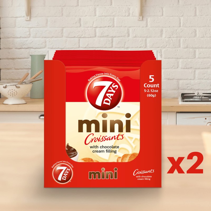 7Days Mini Croissant Pouches, Chocolate Filling, Individual Size Snack Bag,