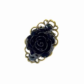 Dishowme Crystal Rose Flower Ring Gothic Flower Knuckle Ring Vintage Rhinestone Sunflower Finger Joint Band Adjustable Jewelry for Women (Black)