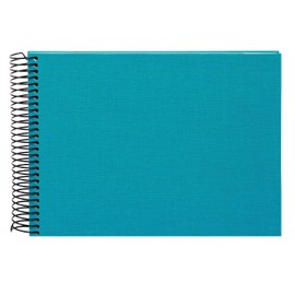 goldbuch Bella Vista 20 363 Spiral Album, Linen Spiral Bound Photo Album with 40 White Pages, Photo Book for Gluing, Photo Album, Turquoise, Approx. 24 x 17 x 2.8 cm