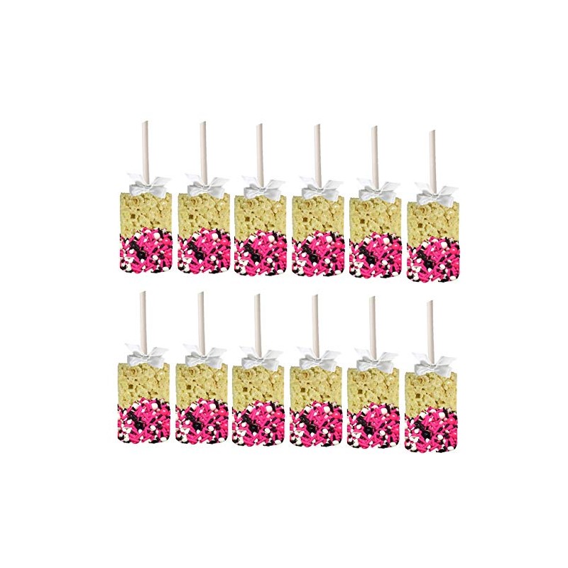 Pink Black White Edible Confetti Sprinkles Cake Cookie Cupcake IceCream