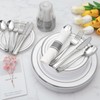 Goodluck 350 Piece Silver Plastic Dinnerware Set for 50 Guests,