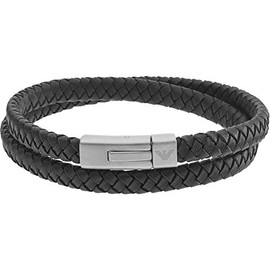 Emporio Armani Men’s Leather or Stainless Steel Bracelet with Lobster Clasp, Slider or Press Stud Clasp, Leather, without stone