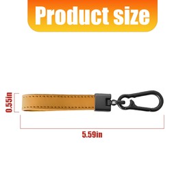 KHGUZ Genuine Leather Car Keychain, Vehicle Key Fob Chain Holder with 4 D-Rings 1 Screwdriver, Universal Auto Accessories(Orange)