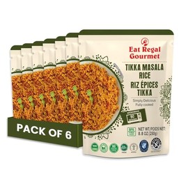 Eat Regal Gourmet Tikka Masala Rice, Pack of 6, Non-GMO, 8.8 oz Pouches, 90-Second Microwave, Halal, Kosher