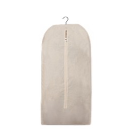 Beige Cotton Garment Protector Bag Cover - Dust Free Cloth Hanging, Wardrobe storage for Dresses and Suits (with Zipper (24" x 62"))